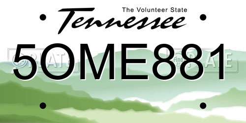 5OME881 Tennessee License Plate