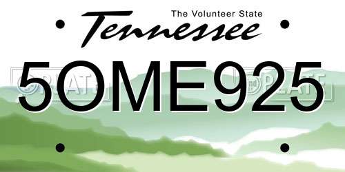 5OME925 Tennessee License Plate