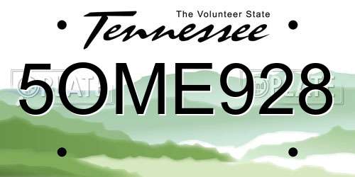 5OME928 Tennessee License Plate
