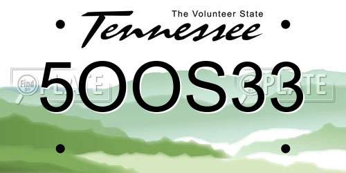 5OOS33 Tennessee License Plate