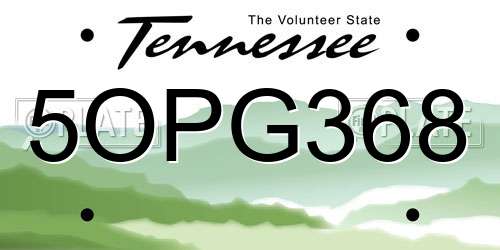 5OPG368 Tennessee License Plate