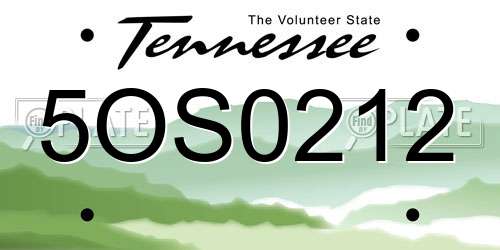 5OS0212 Tennessee License Plate