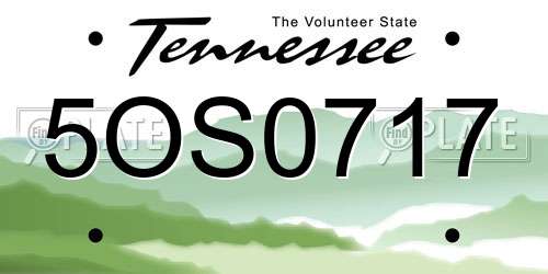 5OS0717 Tennessee License Plate