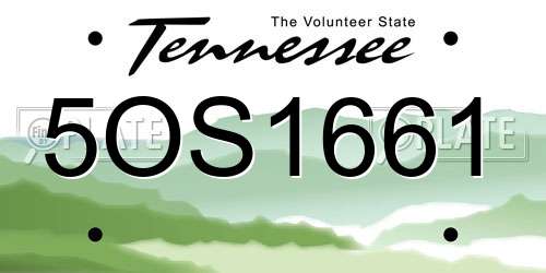 5OS1661 Tennessee License Plate