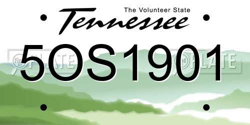5OS1901 Tennessee License Plate