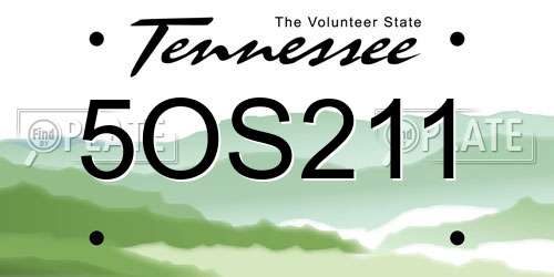 5OS211 Tennessee License Plate
