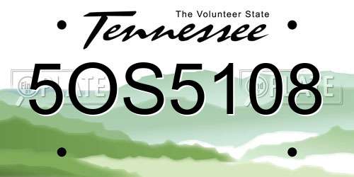5OS5108 Tennessee License Plate