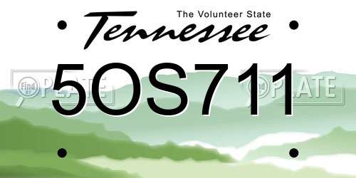5OS711 Tennessee License Plate