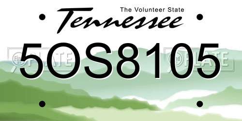 5OS8105 Tennessee License Plate