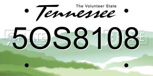 5OS8108 Tennessee License Plate