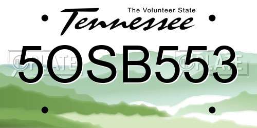 5OSB553 Tennessee License Plate