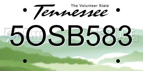 5OSB583 Tennessee License Plate