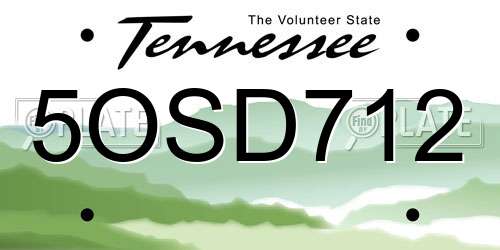 5OSD712 Tennessee License Plate