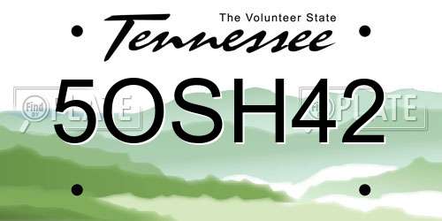 5OSH42 Tennessee License Plate