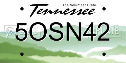 5OSN42 Tennessee License Plate