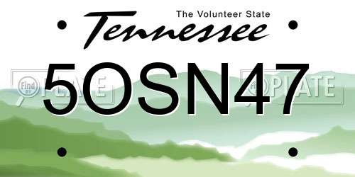 5OSN47 Tennessee License Plate