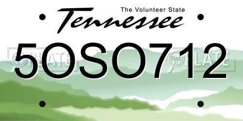5OSO712 Tennessee License Plate