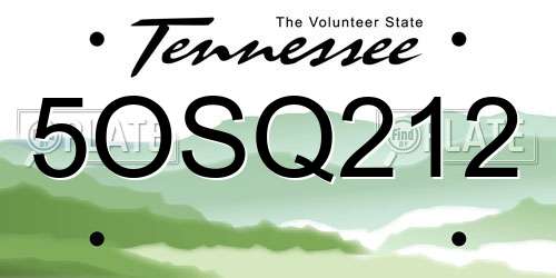 5OSQ212 Tennessee License Plate