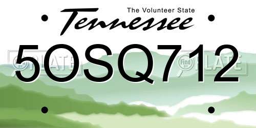 5OSQ712 Tennessee License Plate