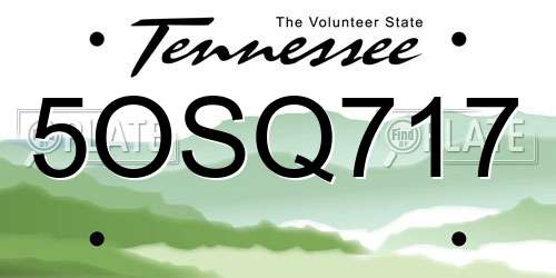 5OSQ717 Tennessee License Plate