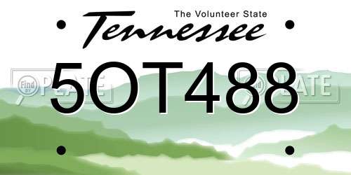 5OT488 Tennessee License Plate