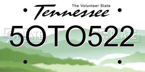 5OTO522 Tennessee License Plate