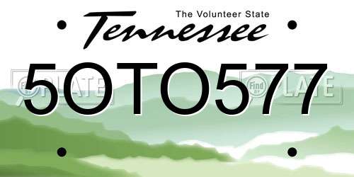 5OTO577 Tennessee License Plate