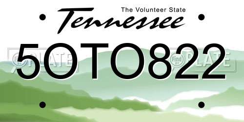 5OTO822 Tennessee License Plate