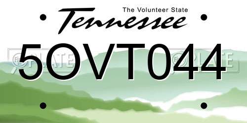 5OVT044 Tennessee License Plate