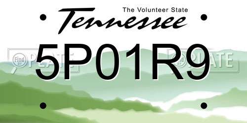 5P01R9 Tennessee License Plate