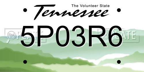 5P03R6 Tennessee License Plate
