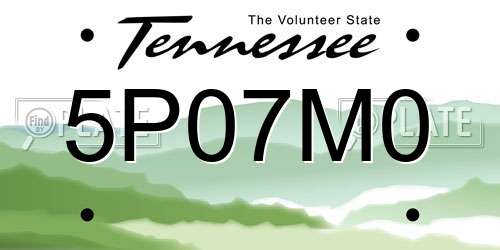 5P07M0 Tennessee License Plate