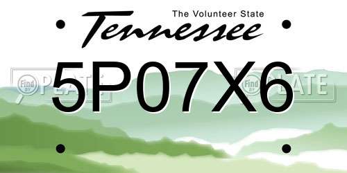 5P07X6 Tennessee License Plate