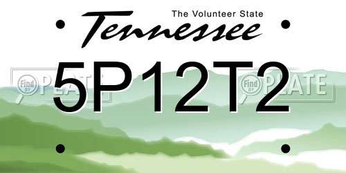 5P12T2 Tennessee License Plate
