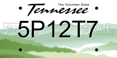 5P12T7 Tennessee License Plate