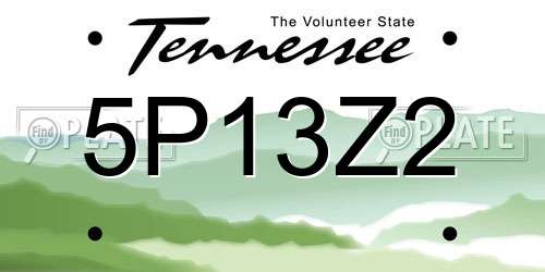 5P13Z2 Tennessee License Plate