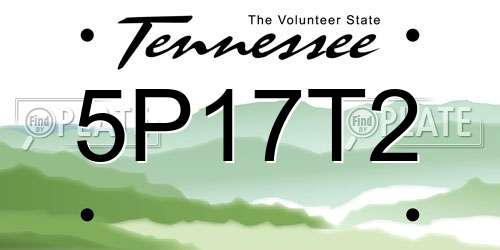 5P17T2 Tennessee License Plate