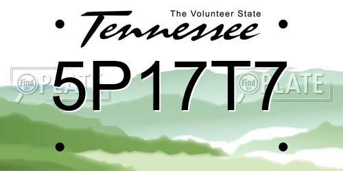 5P17T7 Tennessee License Plate