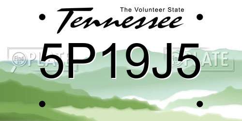 5P19J5 Tennessee License Plate