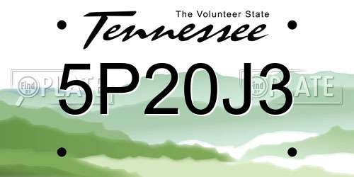 5P20J3 Tennessee License Plate