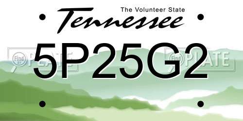 5P25G2 Tennessee License Plate