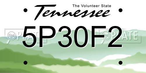 5P30F2 Tennessee License Plate