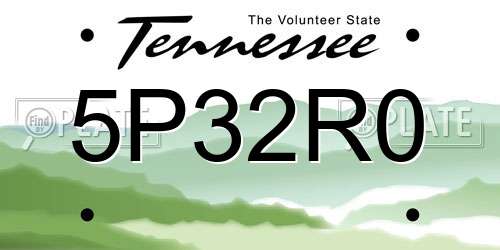 5P32R0 Tennessee License Plate