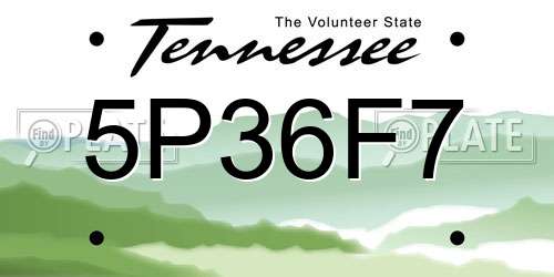 5P36F7 Tennessee License Plate