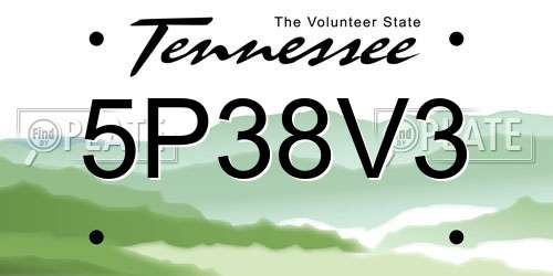 5P38V3 Tennessee License Plate