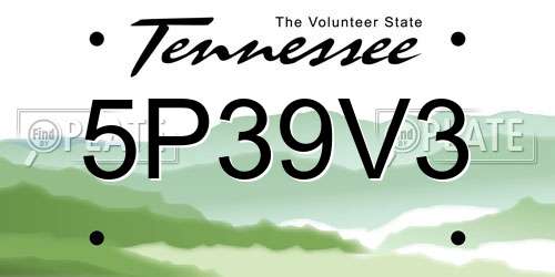 5P39V3 Tennessee License Plate