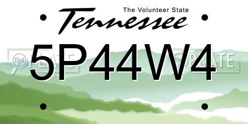 5P44W4 Tennessee License Plate