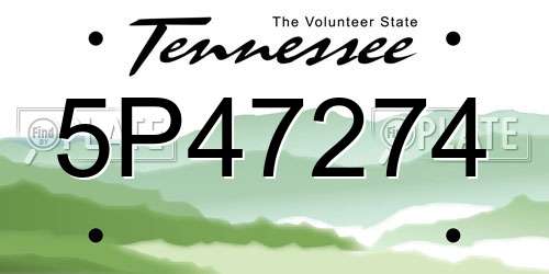 5P47274 Tennessee License Plate