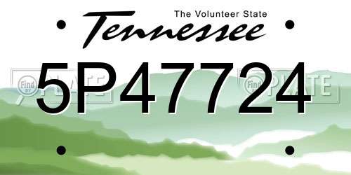 5P47724 Tennessee License Plate