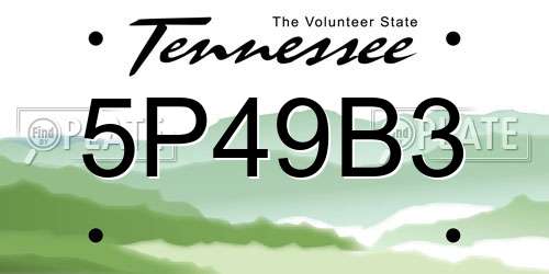 5P49B3 Tennessee License Plate